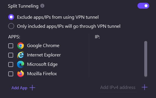 Proton VPN split tunneling