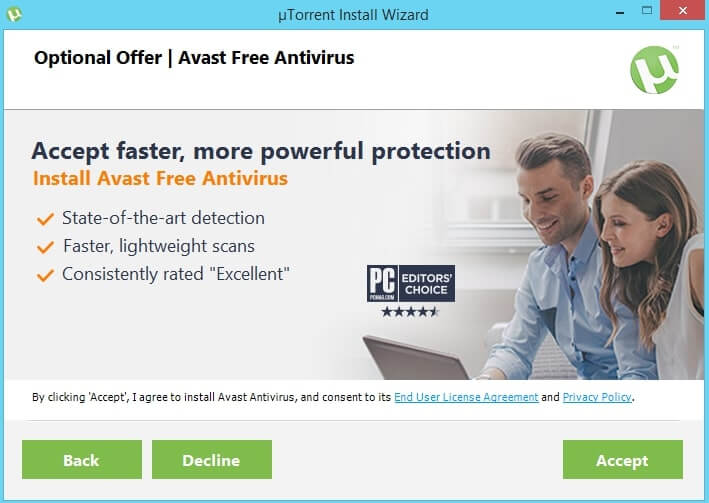 uTorrent offre optionnelle avast free antivirus