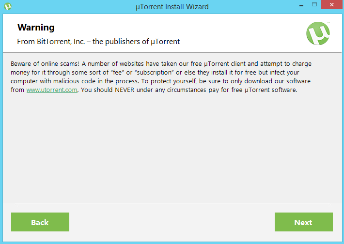 uTorrent install wizard