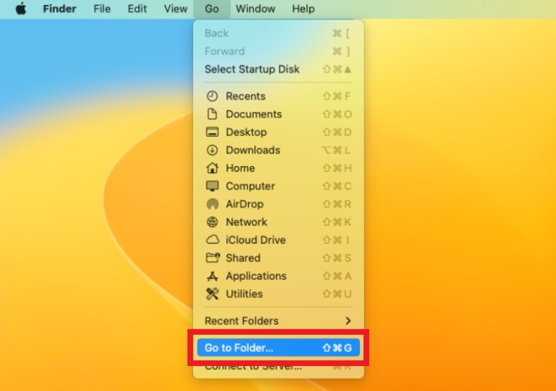 Mac Go to Folder button