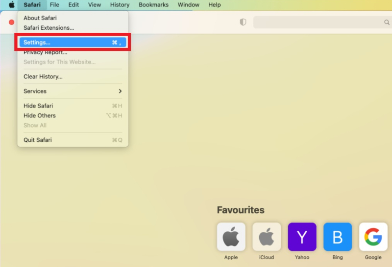 Apple Safari settings