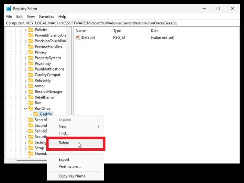 Delete suspicious registry items in Windows Registry Editor