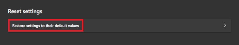 Restore Edge settings