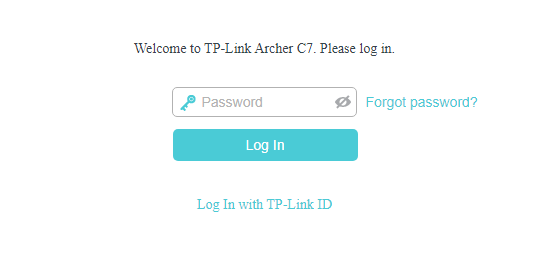 Router access screen