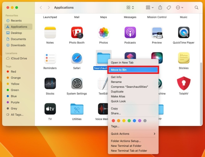 Move suspicious Search Alpha folders to the bin
