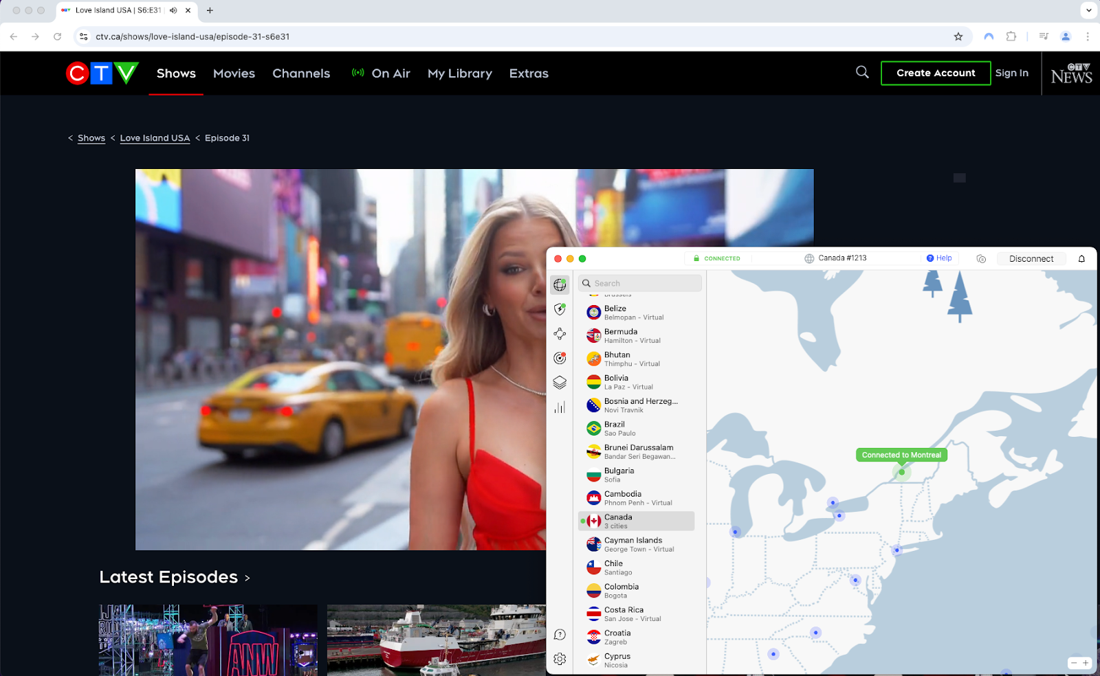 CTV Canada is working from the US using a VPN