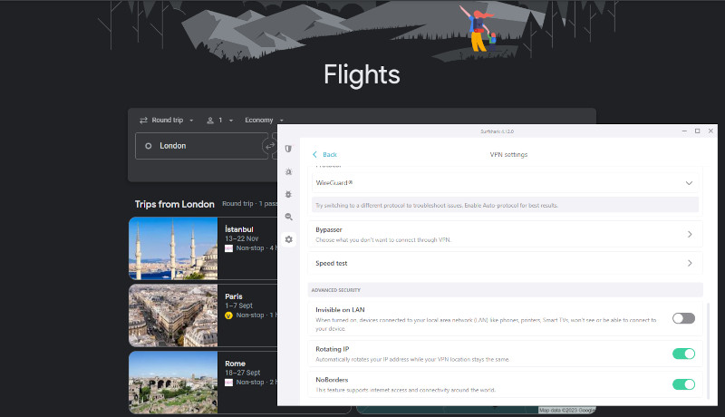 Safe flight purchase with Surfshark
