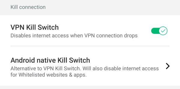 Surfshark VPN kill switch functie