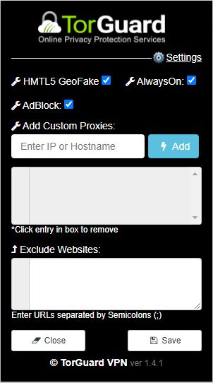 Extensions Chrome de TorGuard