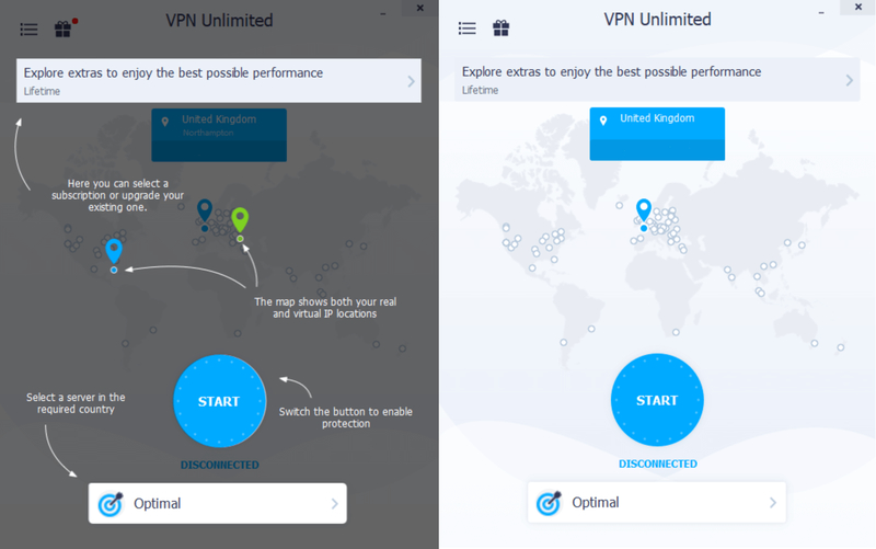 vpn unlimited écran d'accueil