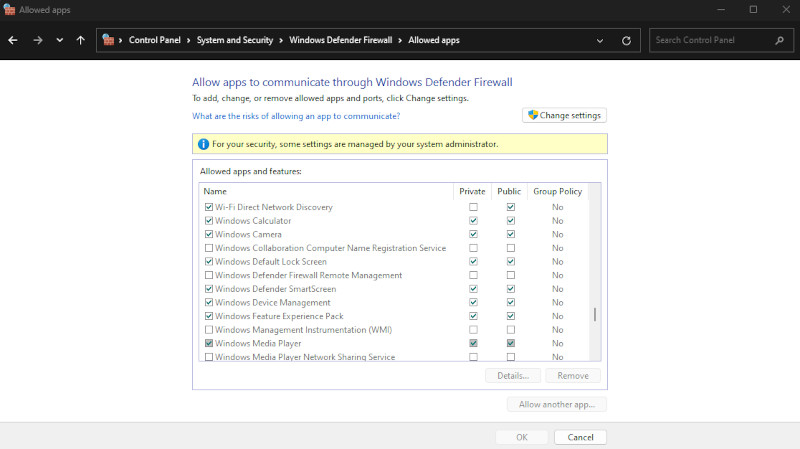 Windows firewall whitelisting apps