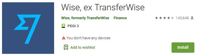 Wise app on Google Play